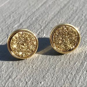HOT NEW🔥Gold Druzy Crystal Stud 24K Earrings